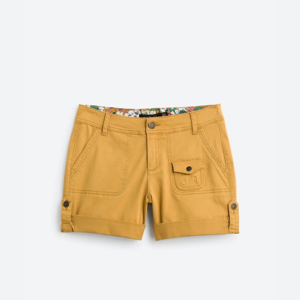 One5One Luella Mid Rise Coin Pocket Roll Short - Size 6 - Mustard (yellow)